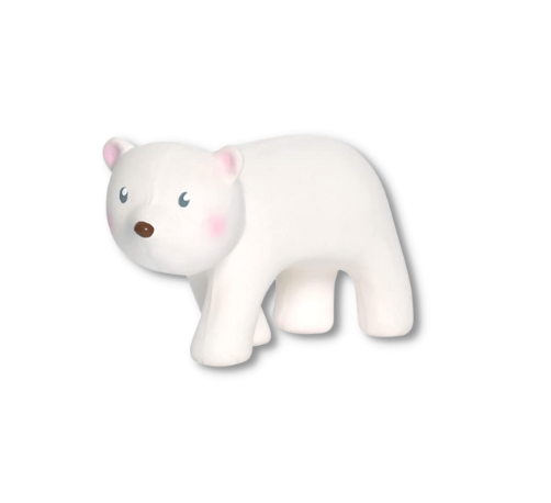 Tikiri Toys Arctic Polar Bear Organic Natural Rubber Teether, Rattle & Bath Toy